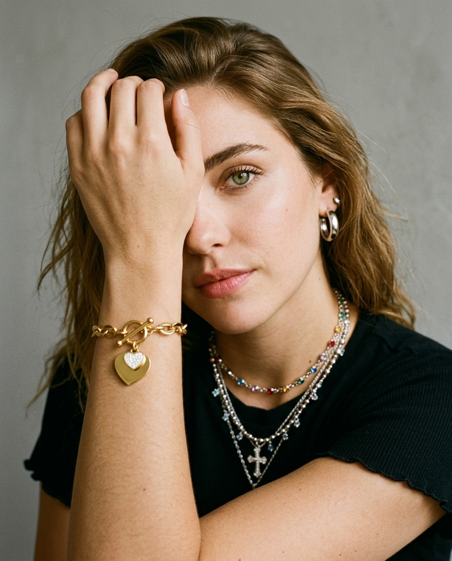 Minimalist Heart Pendant OT Clasp Bracelet