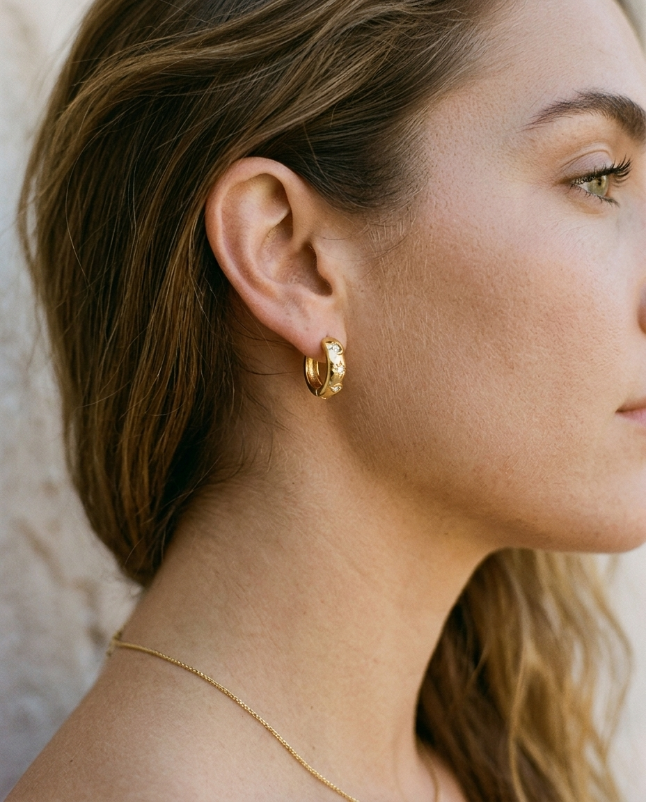 Vintage Gold Plated Zircon Earrings