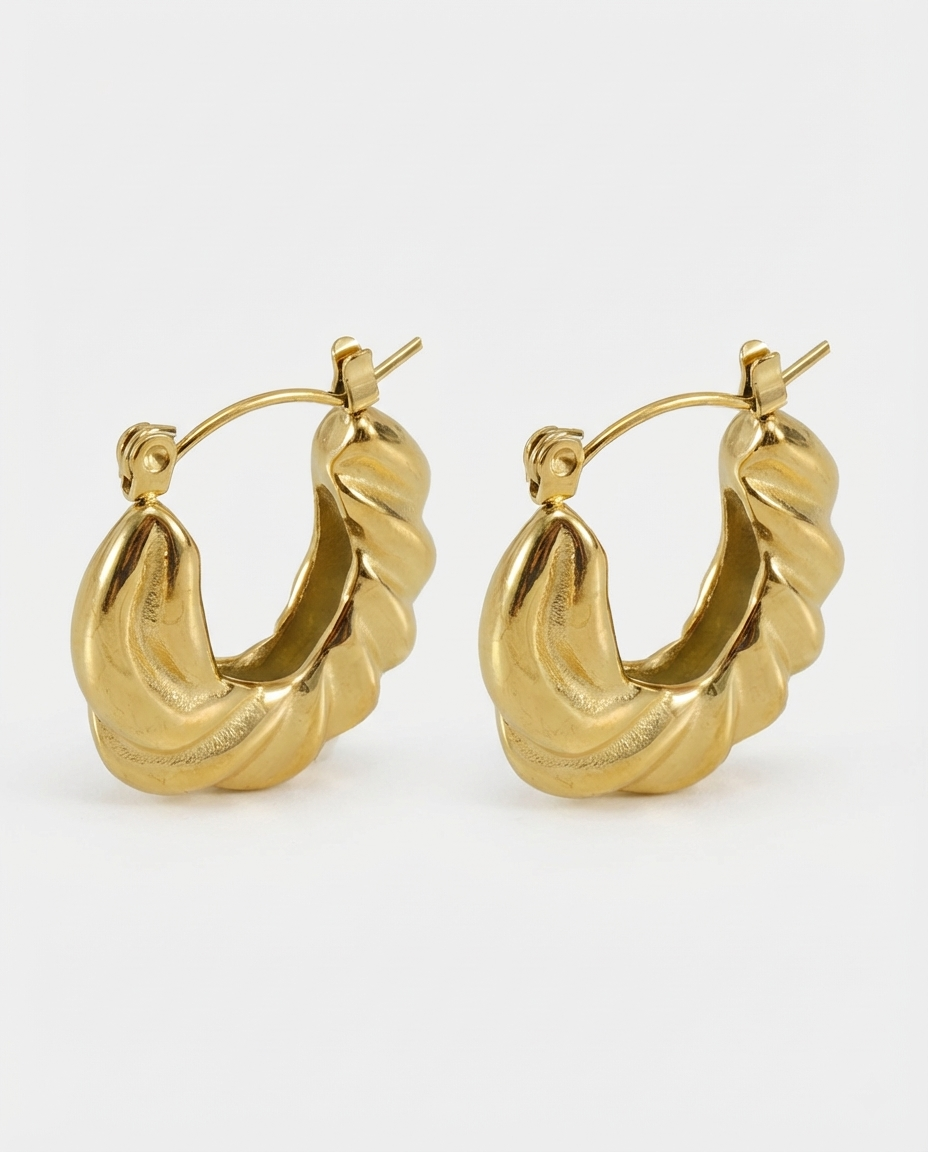 Minimalist Geometric Textured Hoop Earrings