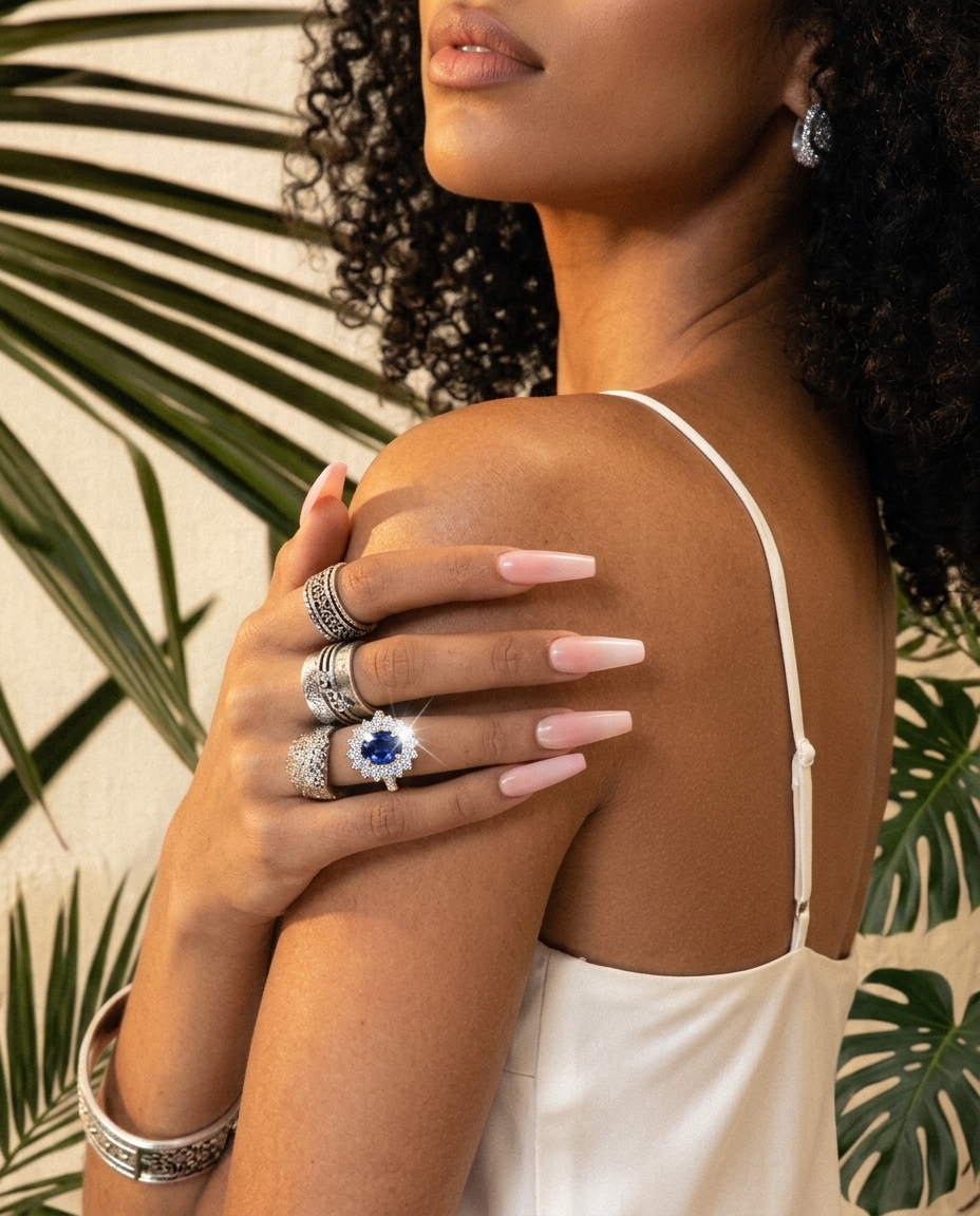 Vintage Blue Sapphire Zircon Ring
