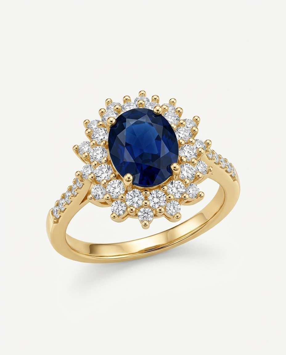 Vintage Blue Sapphire Zircon Ring