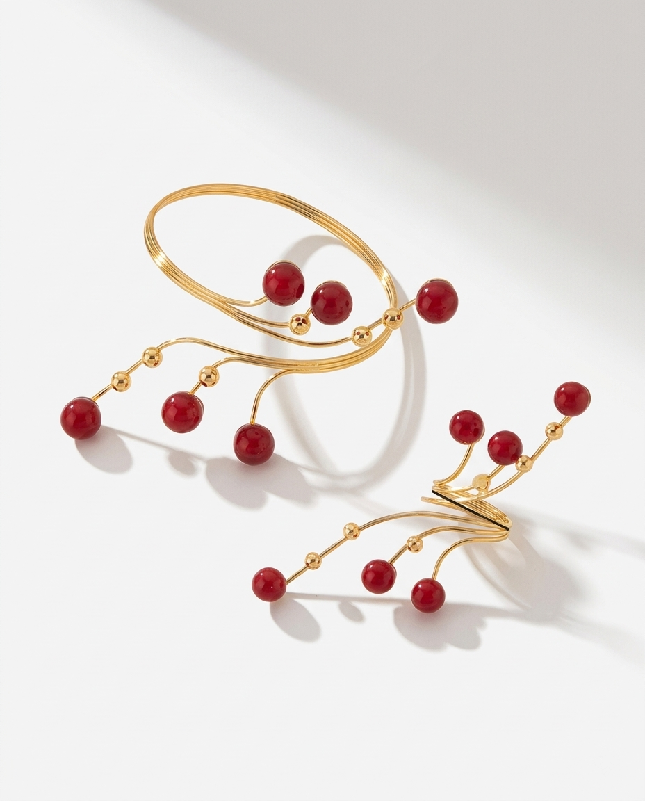 Elegant Irregular Geometric Pearl Bangle