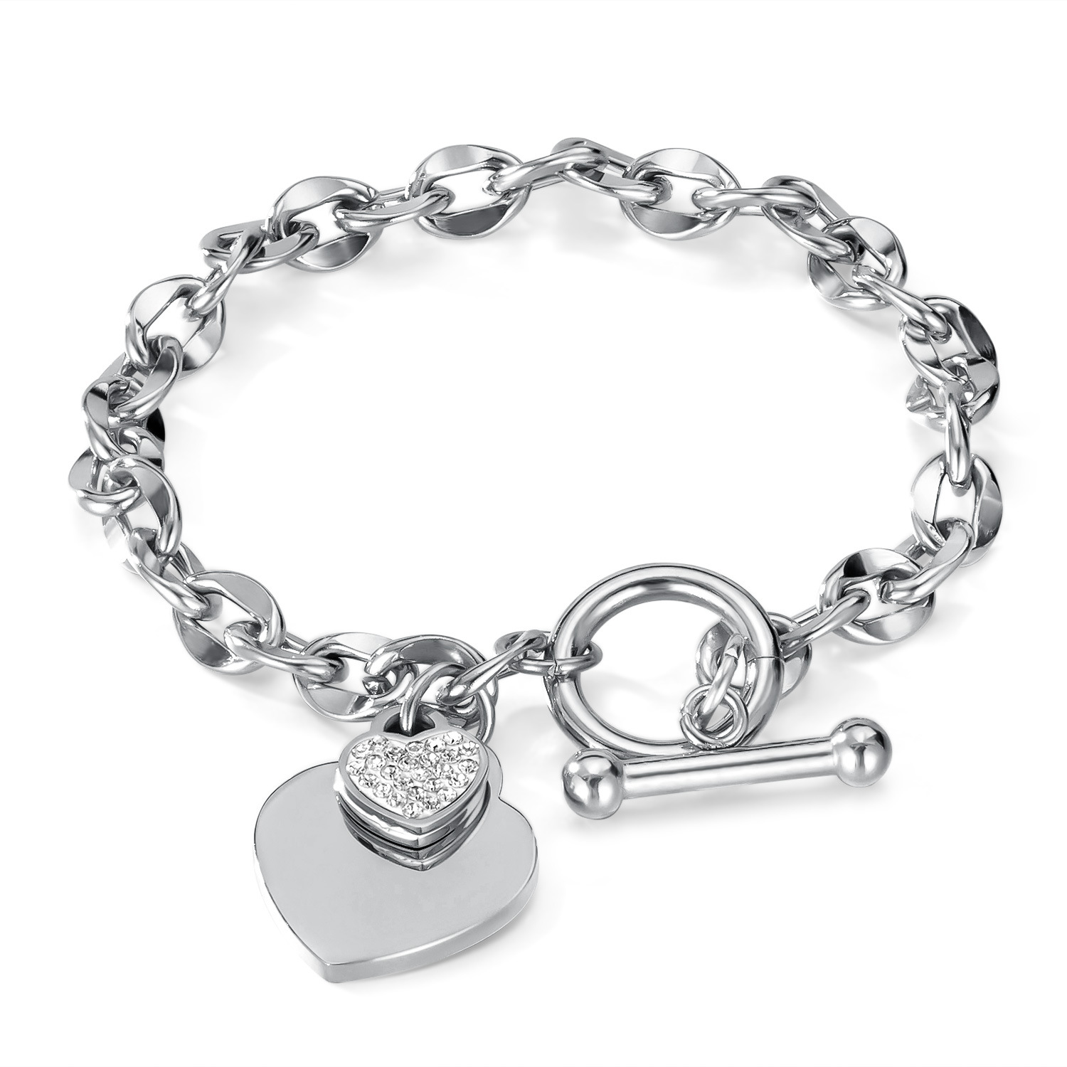 Minimalist Heart Pendant OT Clasp Bracelet - Image 4