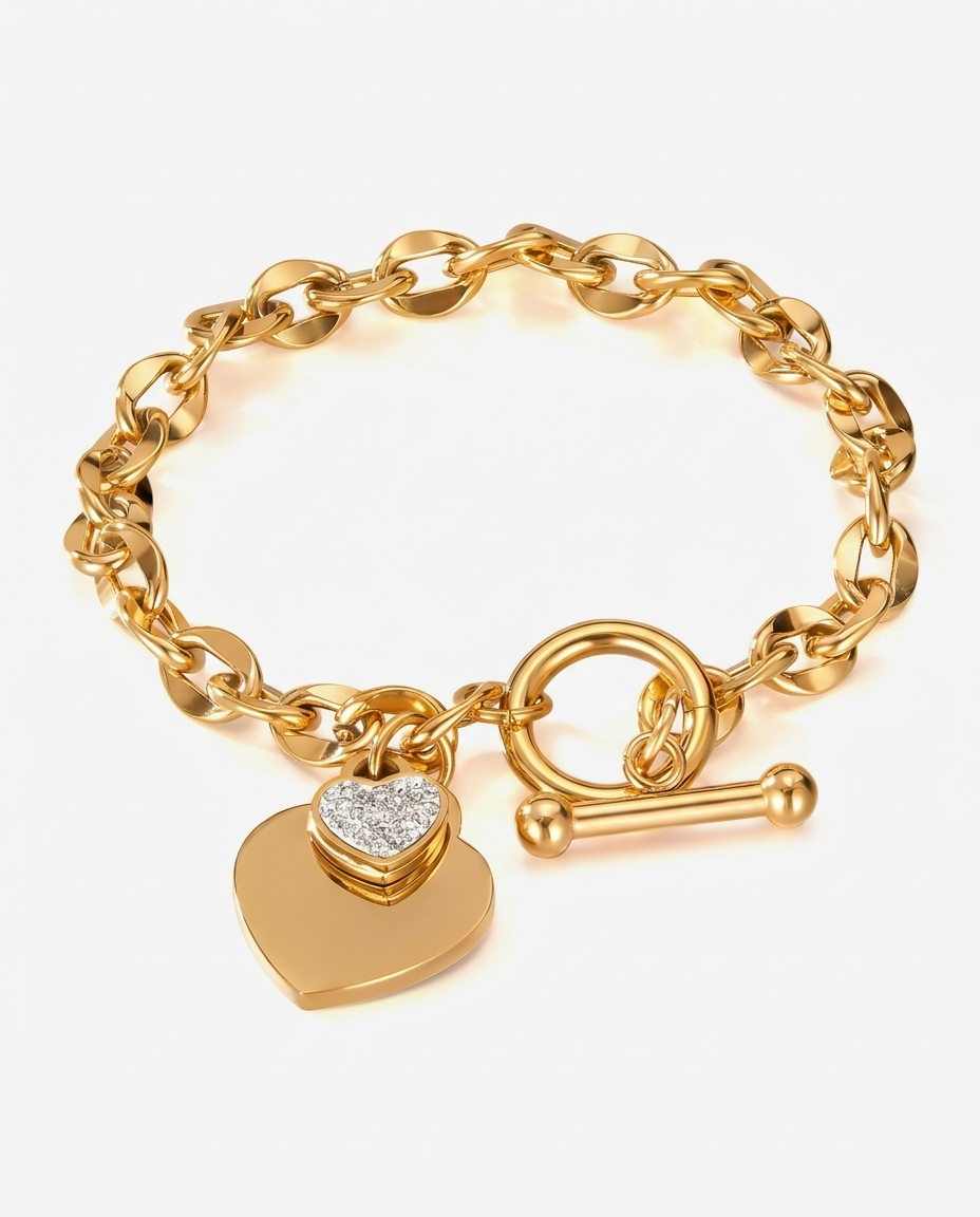 Minimalist Heart Pendant OT Clasp Bracelet