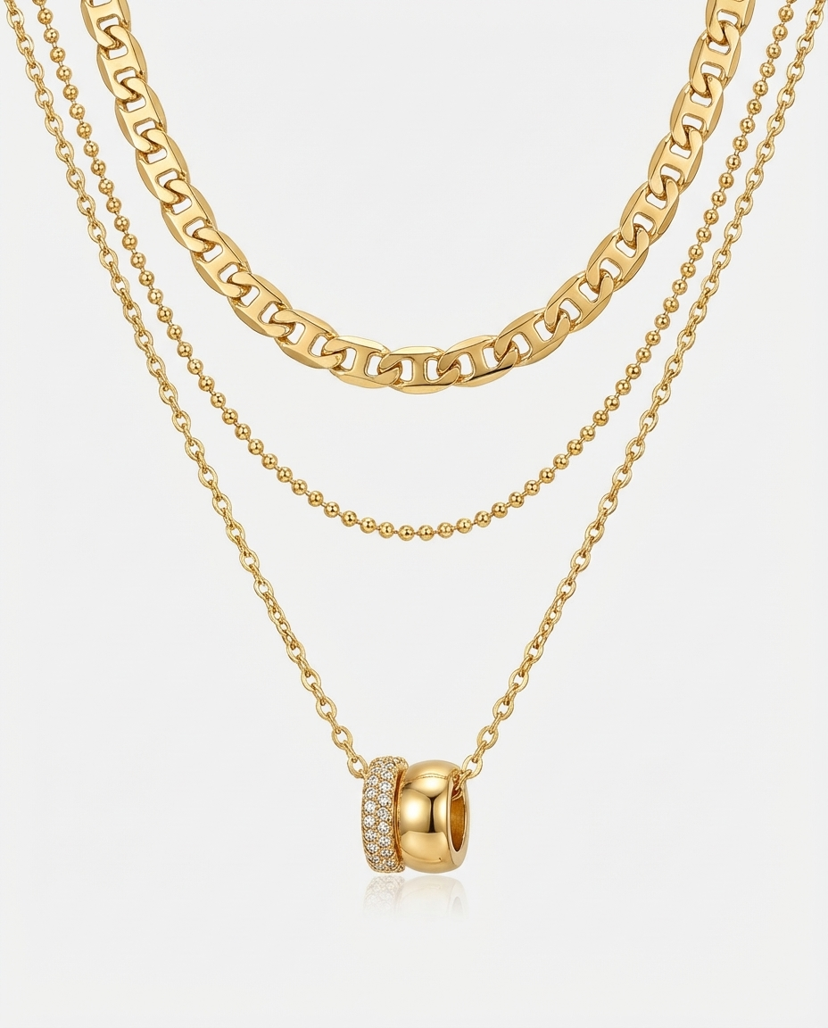 Elegant Interlocking Double Circle Zircon Necklace