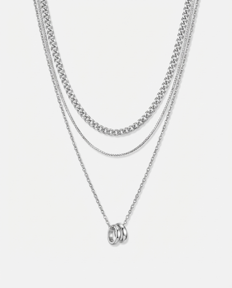 Elegant Interlocking Double Circle Zircon Necklace - Image 4