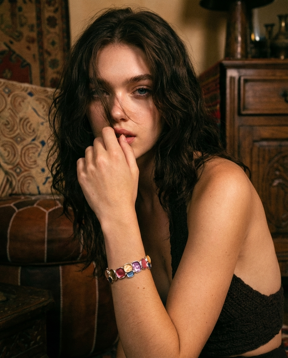 Vintage Colorful Enamel Geometric Bracelet