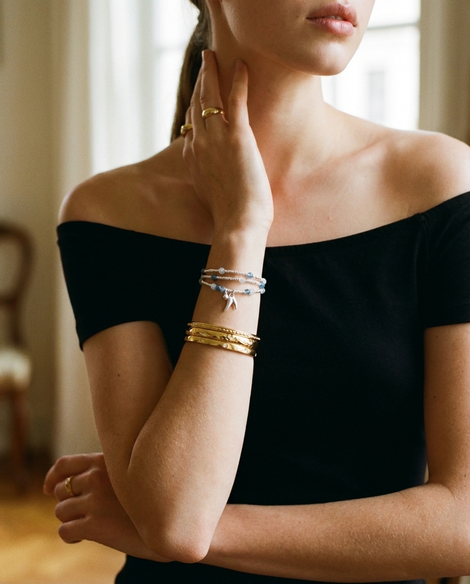 Elegant 925 Silver Aquamarine Crystal Bracelet - Image 4