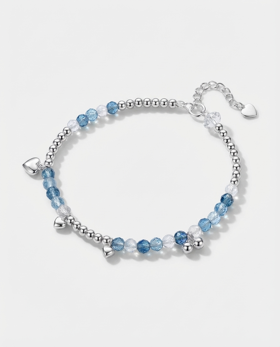 Elegant 925 Silver Aquamarine Crystal Bracelet - Image 5