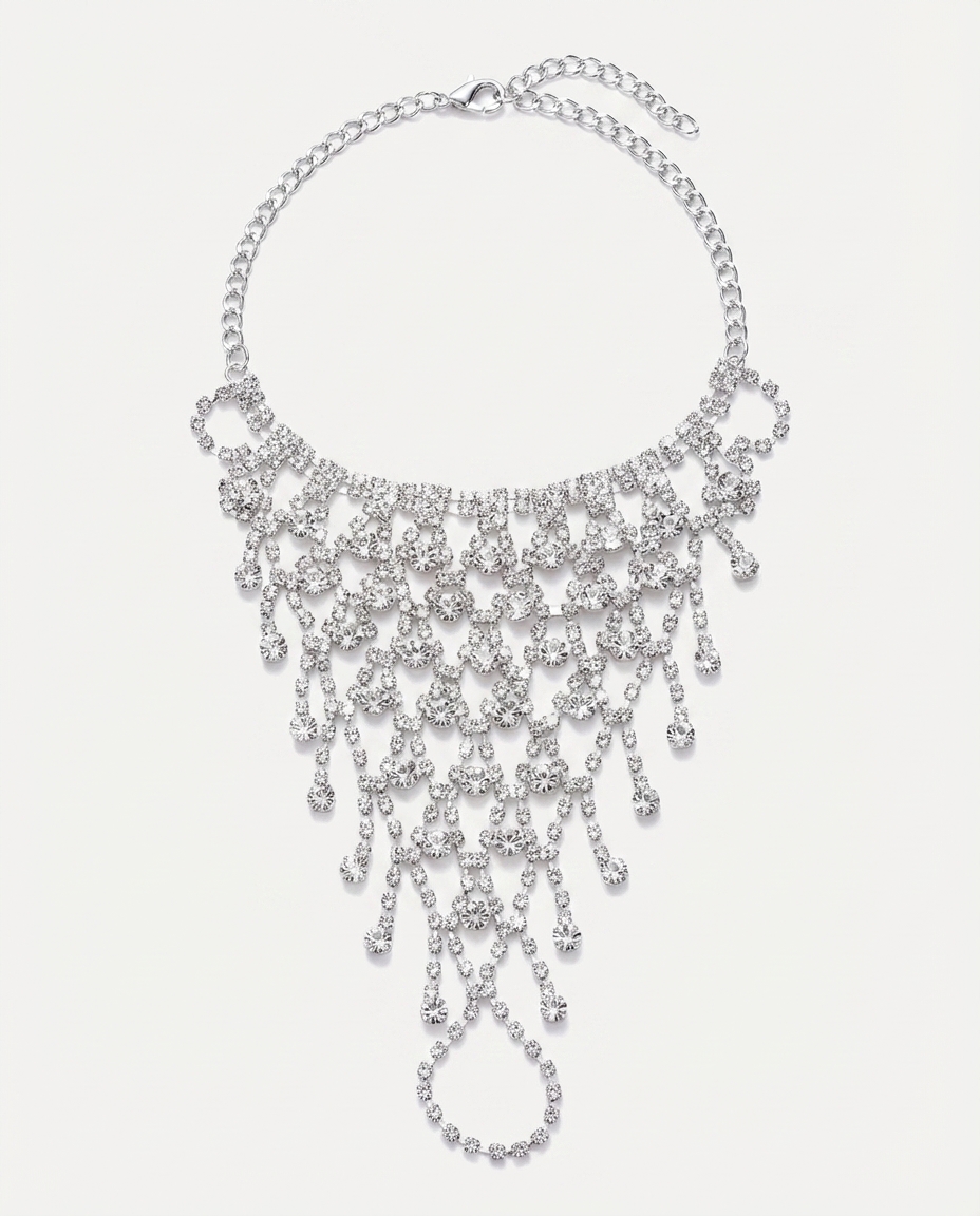 Elegant Rhinestone Mesh Tassel Bracelet - Image 4