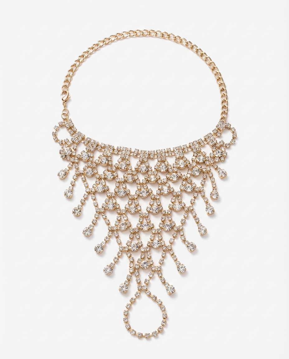 Elegant Rhinestone Mesh Tassel Bracelet